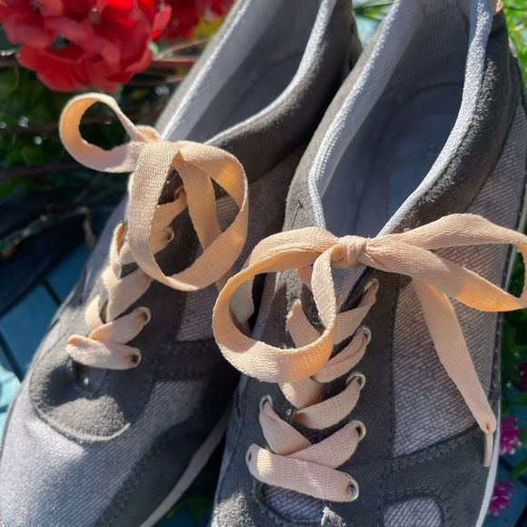 Almendra Grey Tweed Sneaker Peach Laces EU Size 39 US Size 8.5 - Picture 8 of 16